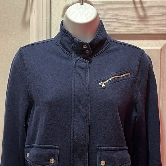 LRL Jeans Co Jacket Womens Blue Full Zip Snaps Pockets Preppy Casual Mandarin S - Picture 2 of 12